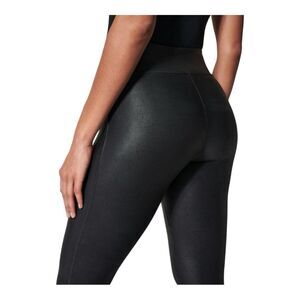 Spanx Classic Black High-Waisted Shine Leggings Faux Leather Look Size S